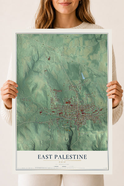 Map of East Palestine, Ohio, 18 x 24 inch unframed archival matte print