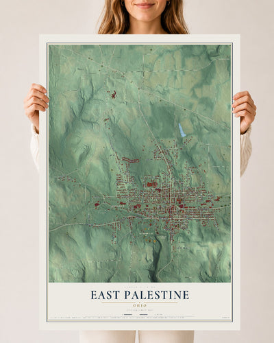 Map of East Palestine, Ohio, 24 x 36 inch unframed archival matte print