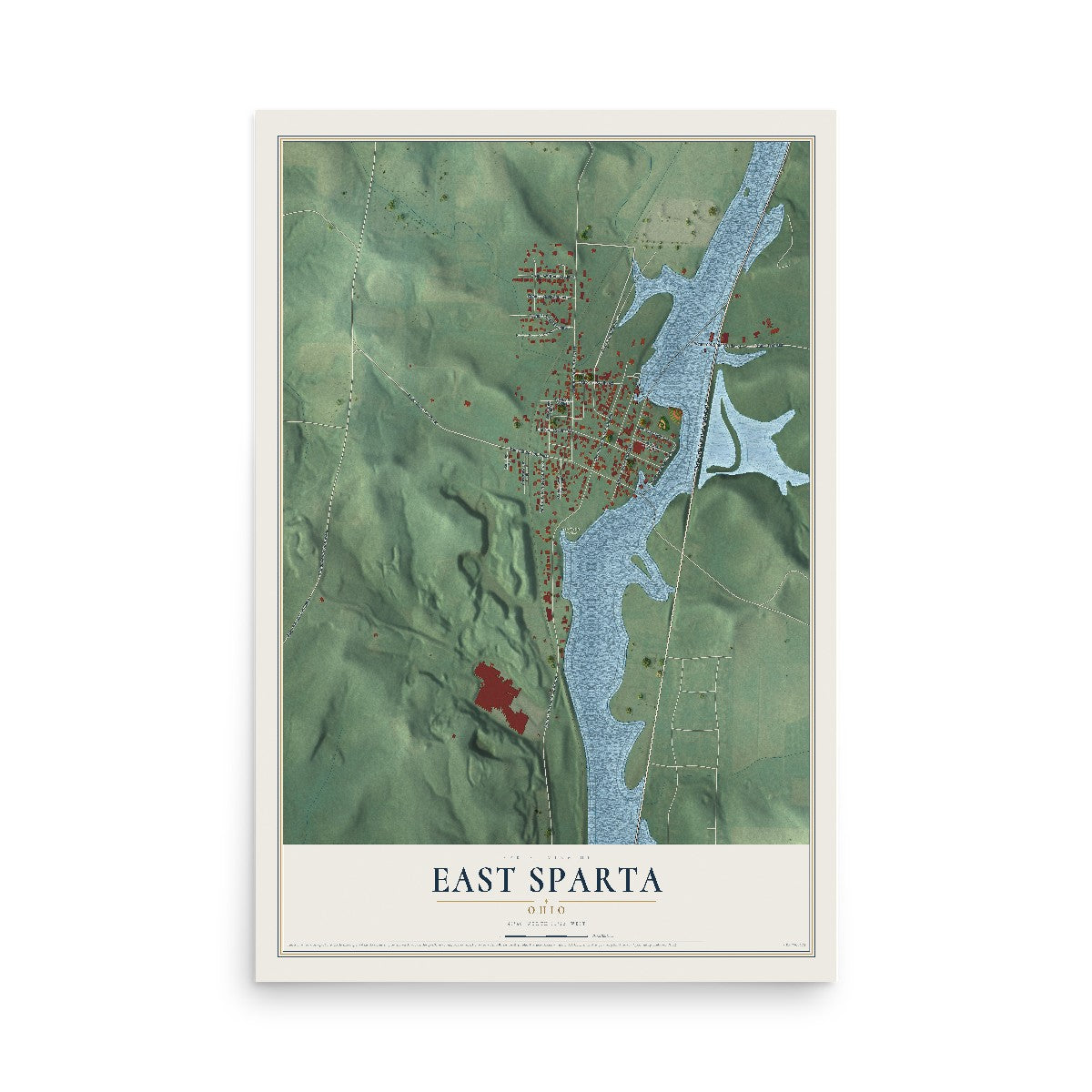 Map of East Sparta, Ohio, 12 x 18 inch unframed archival matte print