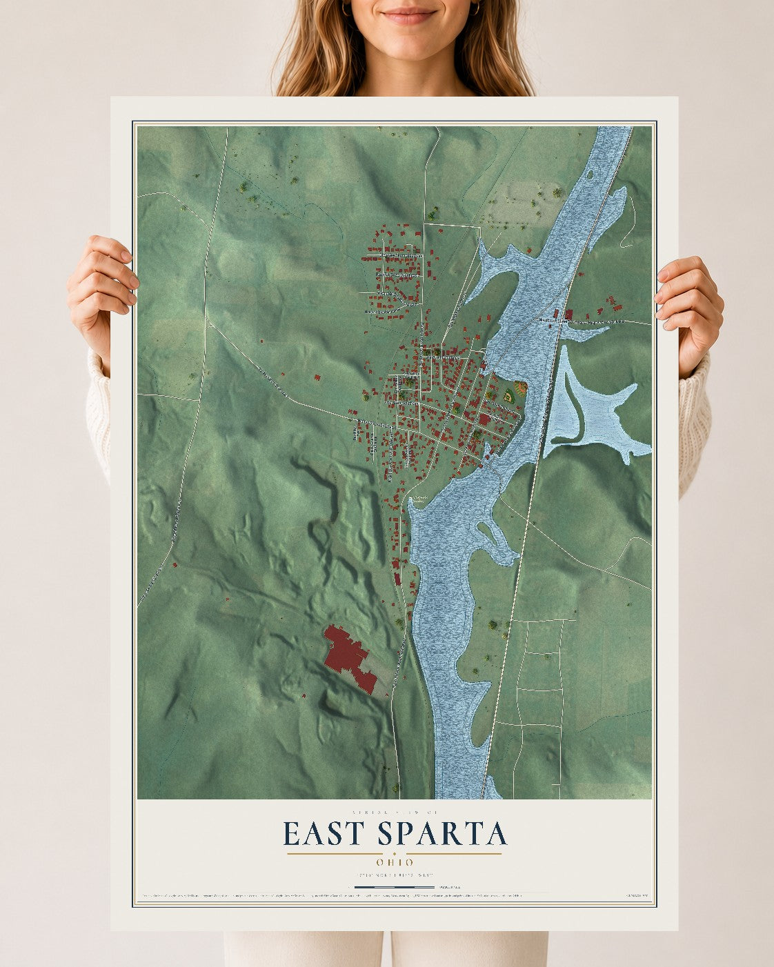 Map of East Sparta, Ohio, 24 x 36 inch unframed archival matte print