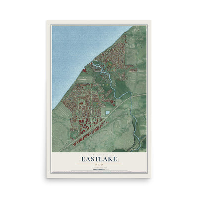 Map of Eastlake, Ohio, 12 x 18 inch unframed archival matte print