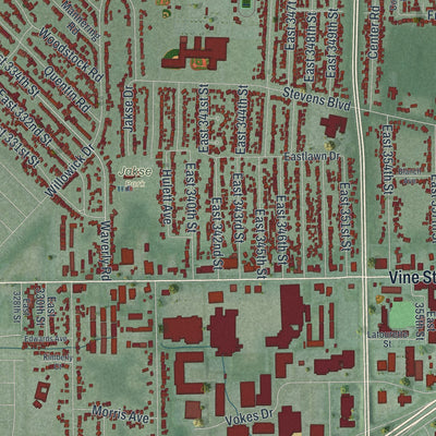 Close-up of the map of Eastlake, Ohio print showing street and building detail
