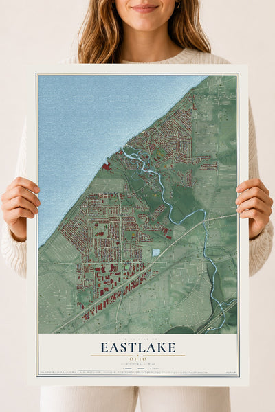 Map of Eastlake, Ohio, 18 x 24 inch unframed archival matte print
