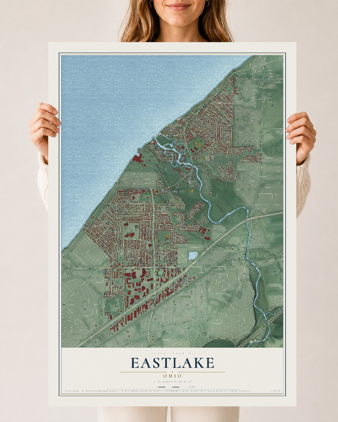 Map of Eastlake, Ohio, 24 x 36 inch unframed archival matte print