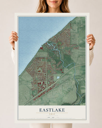 Map of Eastlake, Ohio, 24 x 36 inch unframed archival matte print