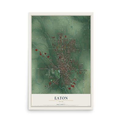 Map of Eaton, Ohio, 12 x 18 inch unframed archival matte print