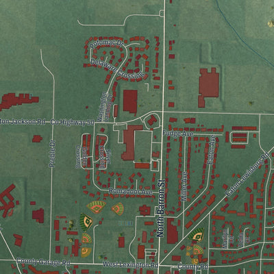 Second close-up of the map of Eaton, Ohio print showing more streets and buildings