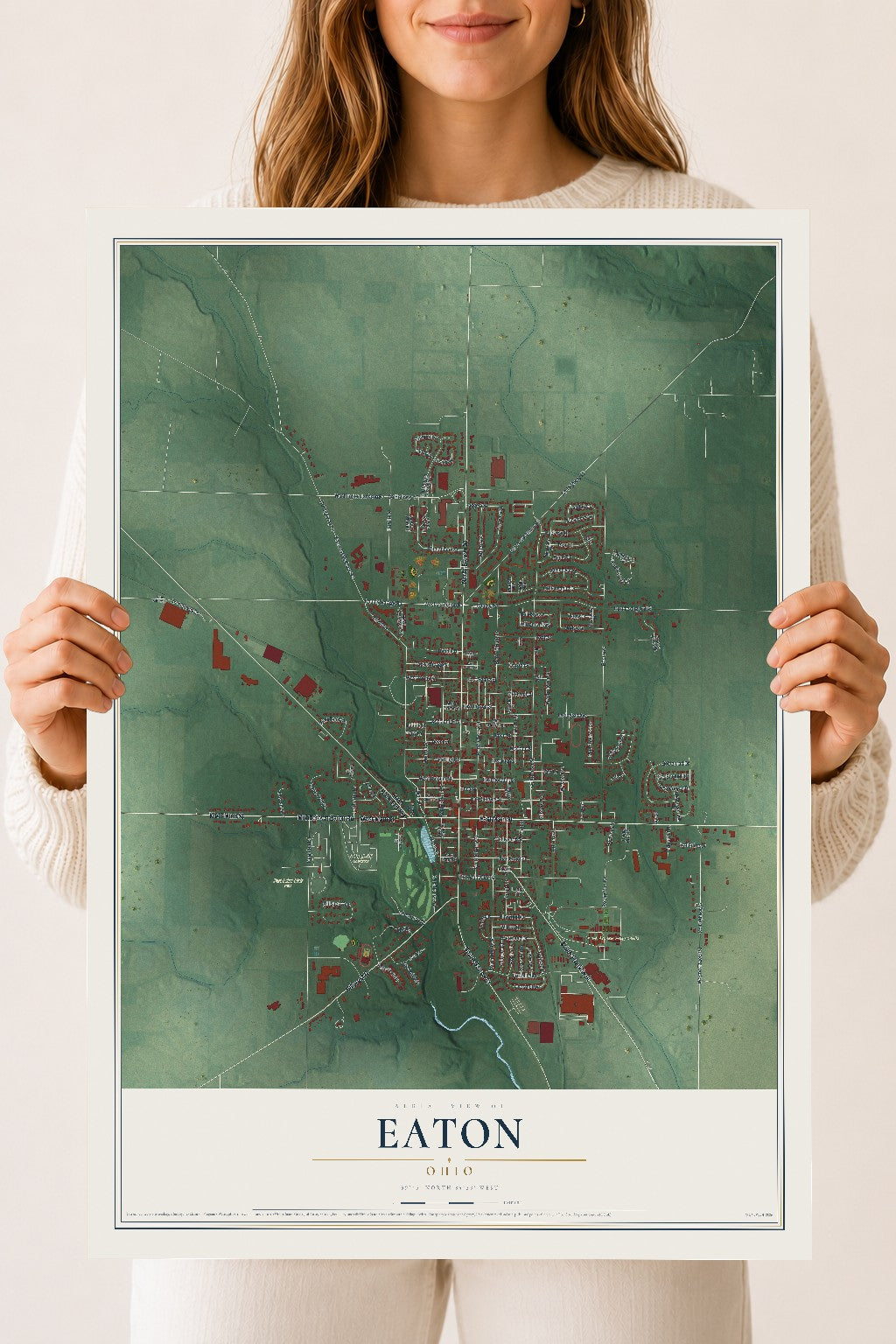Map of Eaton, Ohio, 18 x 24 inch unframed archival matte print