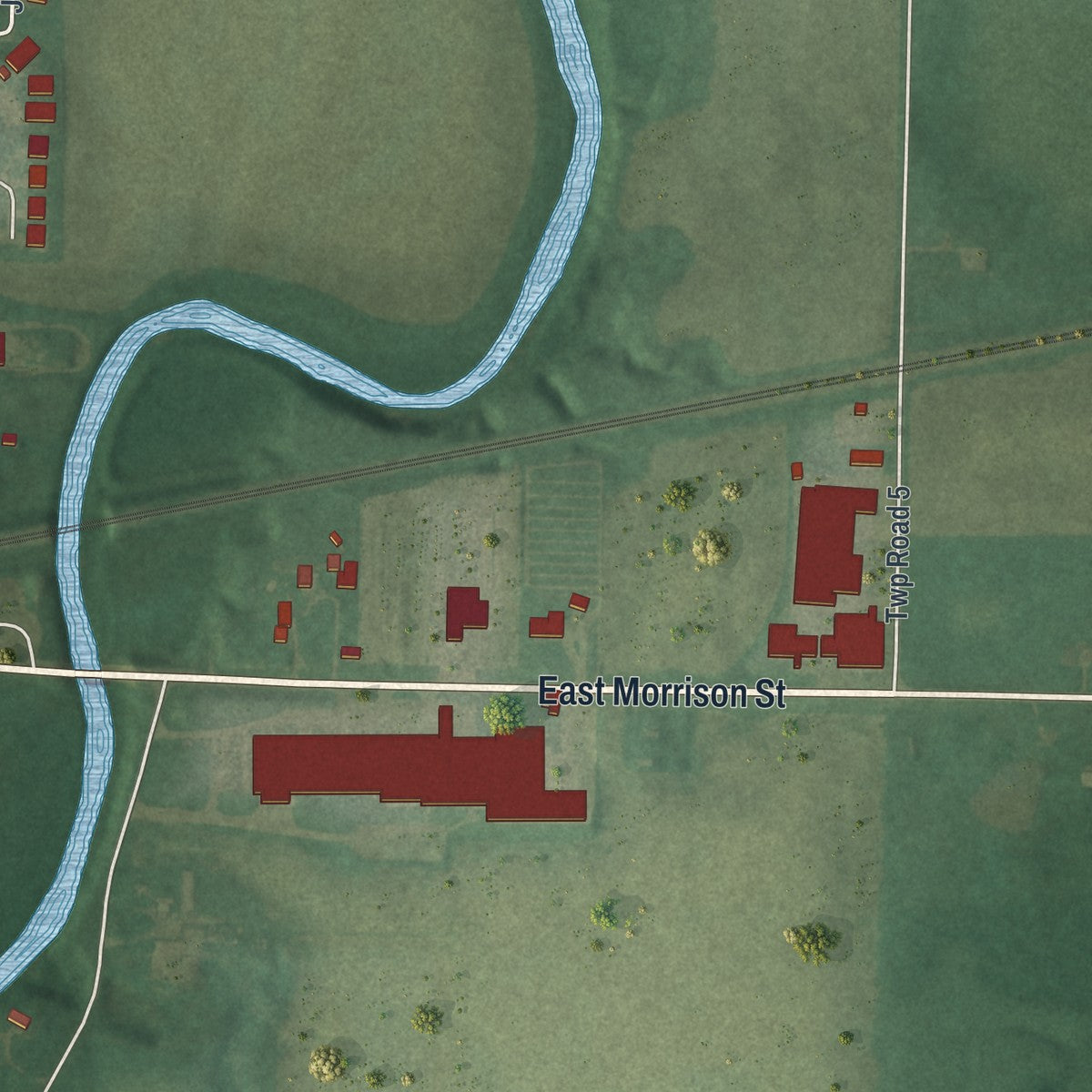 Second close-up of the map of Edgerton, Ohio print showing more streets and buildings