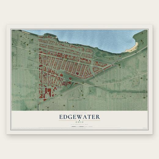 Edgewater, Ohio map print, the full design