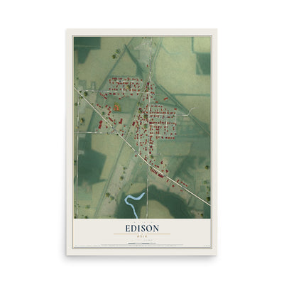 Map of Edison, Ohio, 12 x 18 inch unframed archival matte print