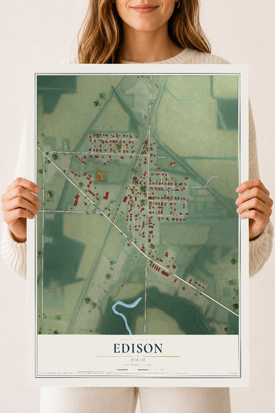 Map of Edison, Ohio, 18 x 24 inch unframed archival matte print