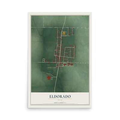 Map of Eldorado, Ohio, 12 x 18 inch unframed archival matte print