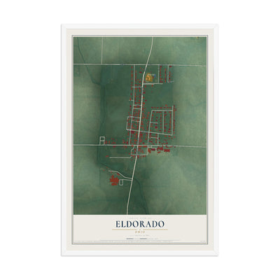Map of Eldorado, Ohio, 12 x 18 inch print in a white wood frame