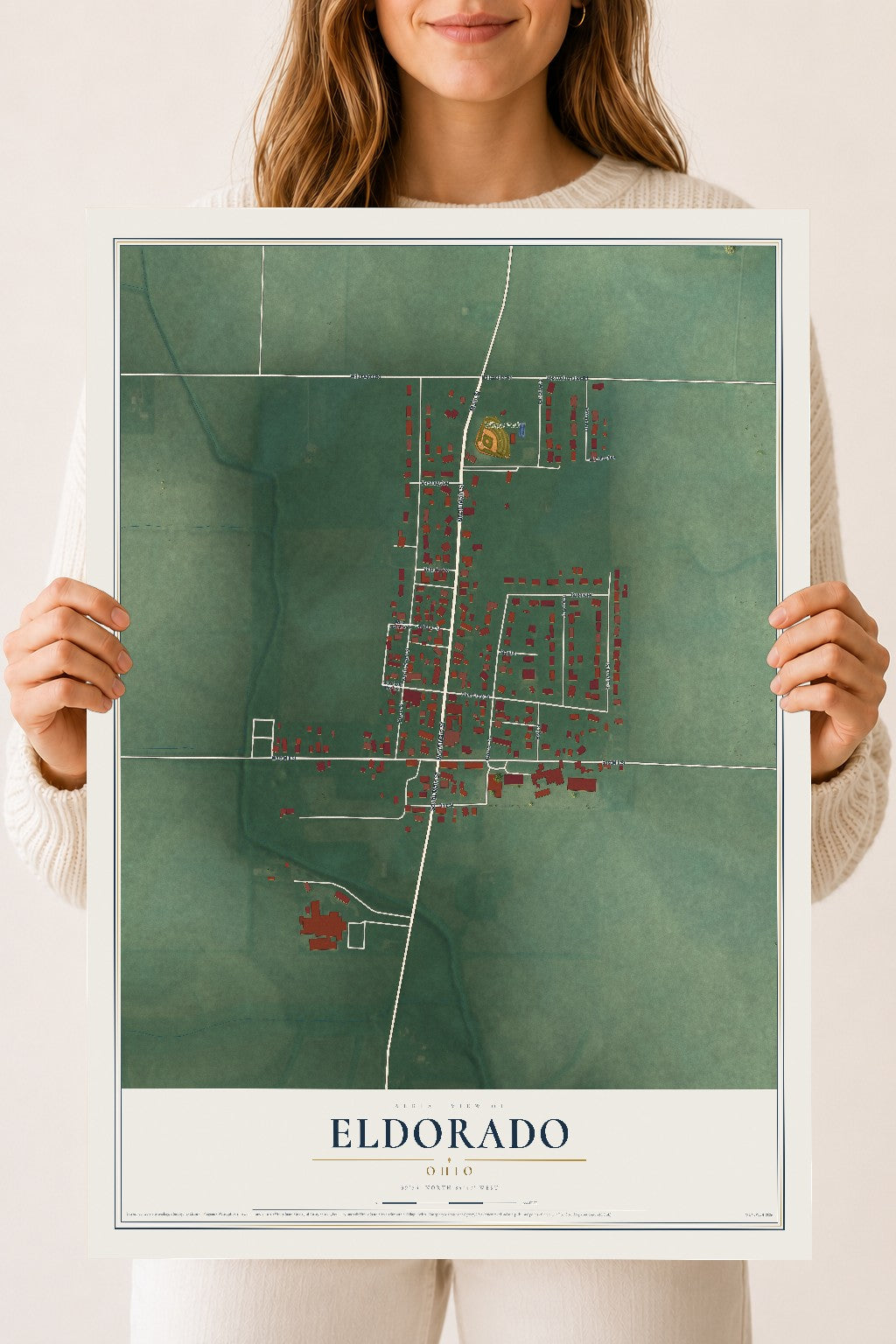 Map of Eldorado, Ohio, 18 x 24 inch unframed archival matte print