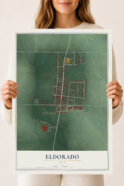 Map of Eldorado, Ohio, 18 x 24 inch unframed archival matte print