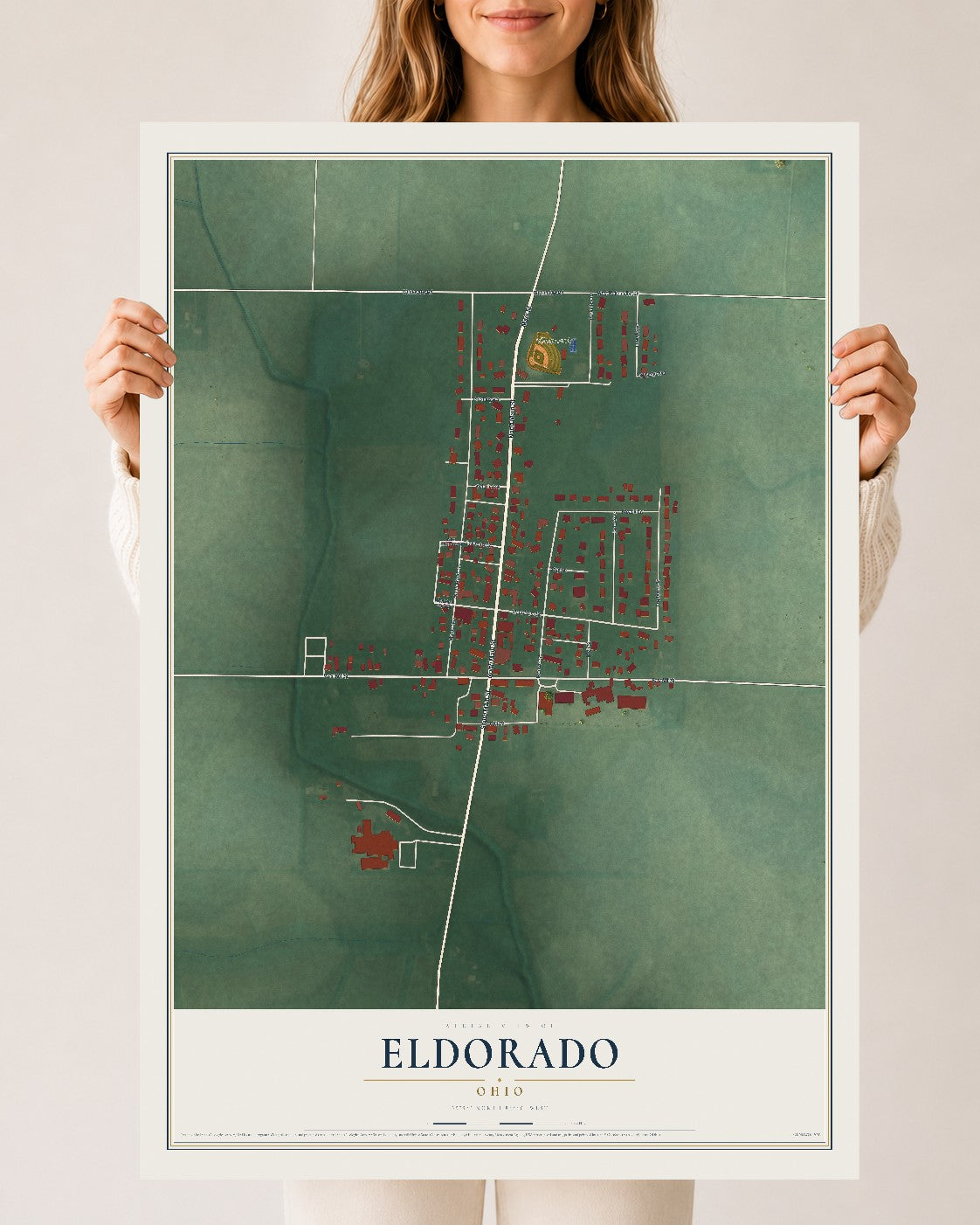 Map of Eldorado, Ohio, 24 x 36 inch unframed archival matte print