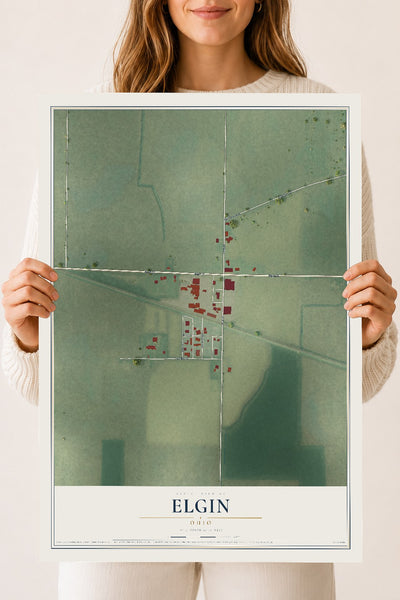Map of Elgin, Ohio, 18 x 24 inch unframed archival matte print