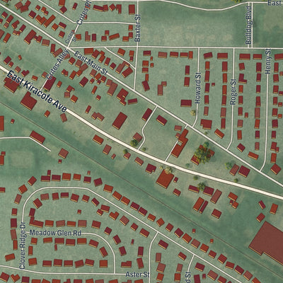 Close-up of the map of Elida, Ohio print showing street and building detail