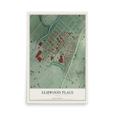 Map of Elmwood Place, Ohio, 12 x 18 inch unframed archival matte print