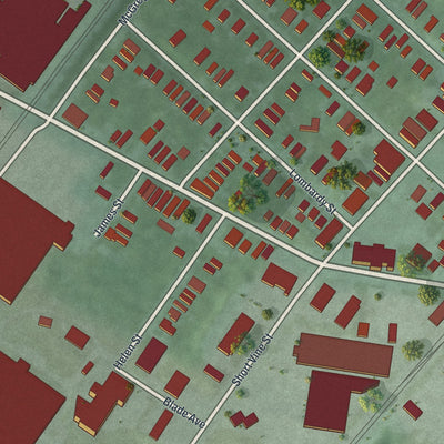 Second close-up of the map of Elmwood Place, Ohio print showing more streets and buildings