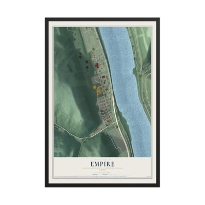 Map of Empire, Ohio, 12 x 18 inch print in a black wood frame