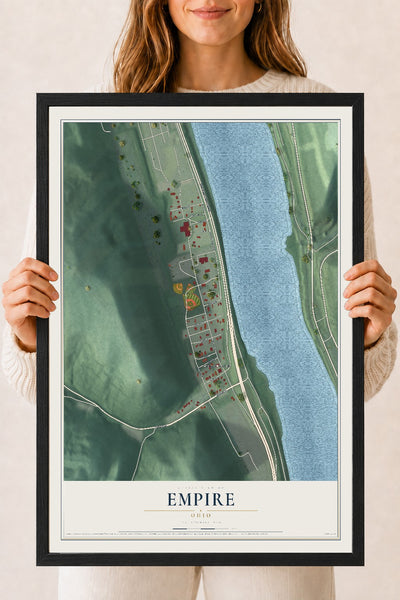 Map of Empire, Ohio, 18 x 24 inch print in a black wood frame