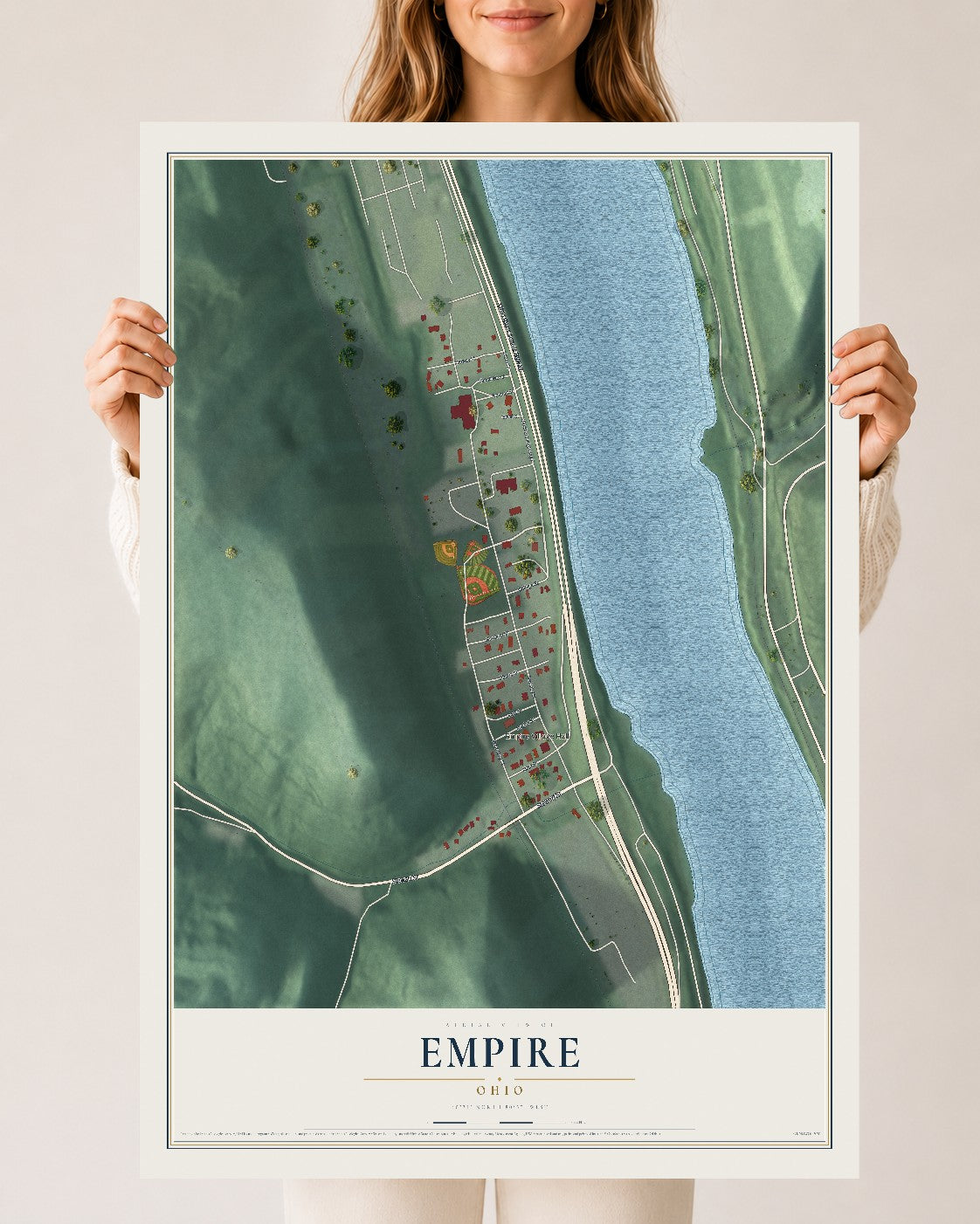 Map of Empire, Ohio, 24 x 36 inch unframed archival matte print