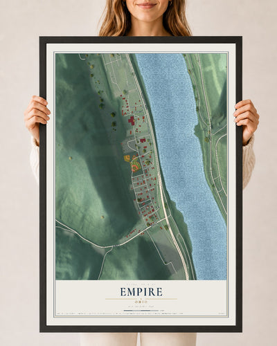 Map of Empire, Ohio, 24 x 36 inch print in a black wood frame