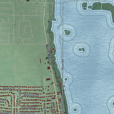 Second close-up of the map of Englewood, Ohio print showing more streets and buildings