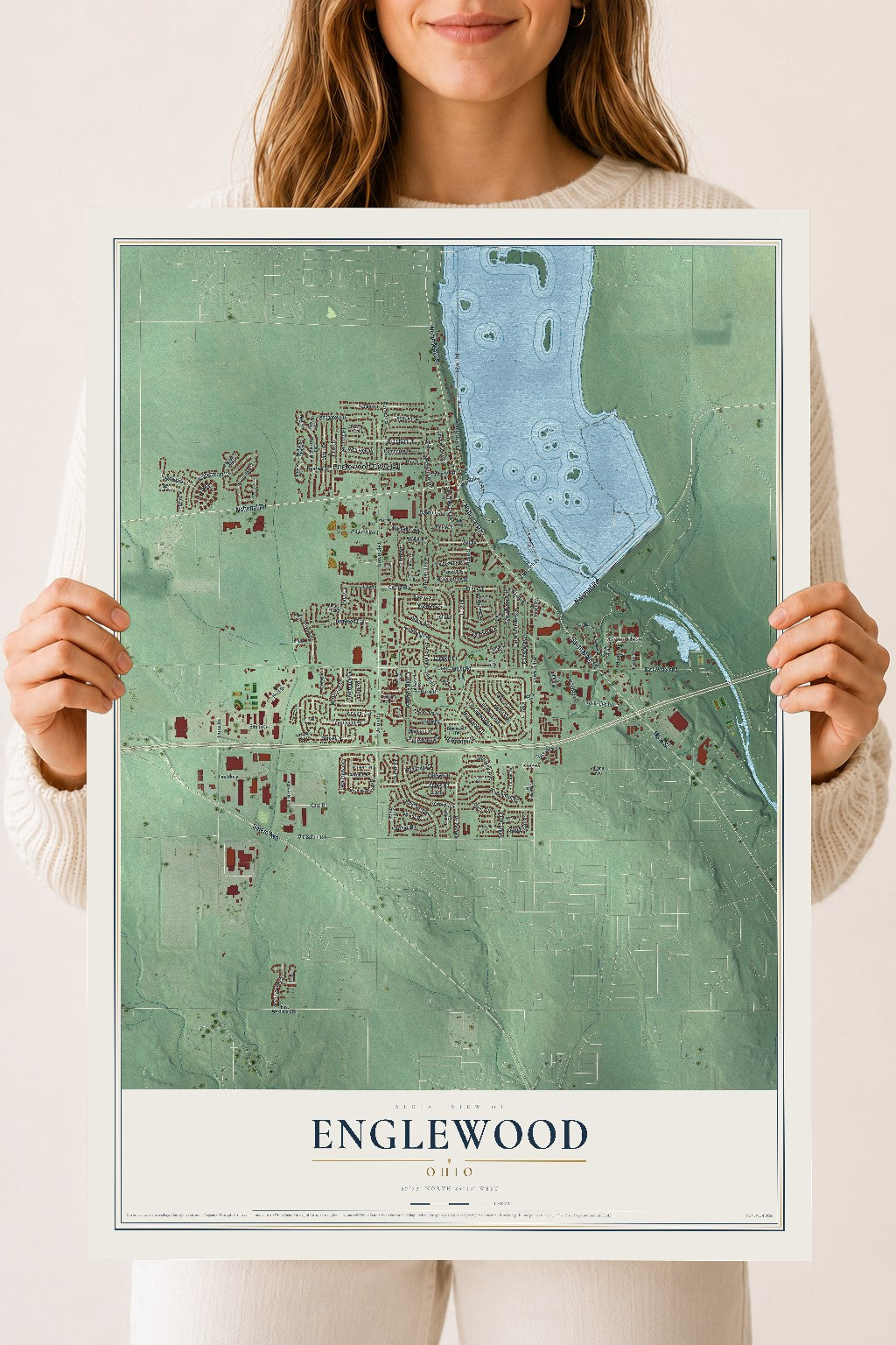 Map of Englewood, Ohio, 18 x 24 inch unframed archival matte print