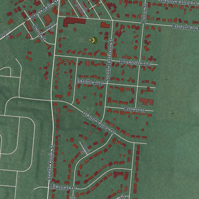 Close-up of the map of Enon, Ohio print showing street and building detail