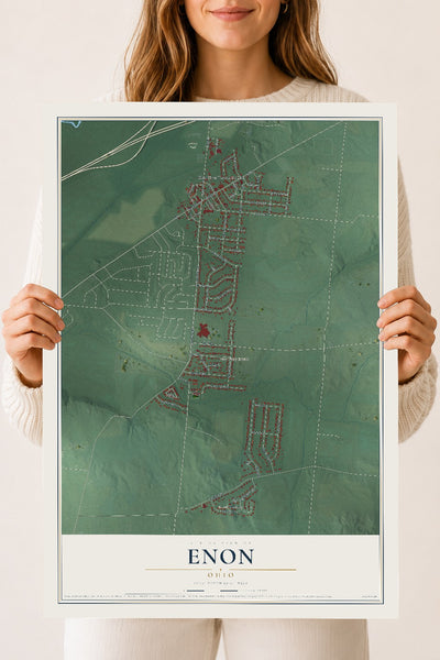 Map of Enon, Ohio, 18 x 24 inch unframed archival matte print