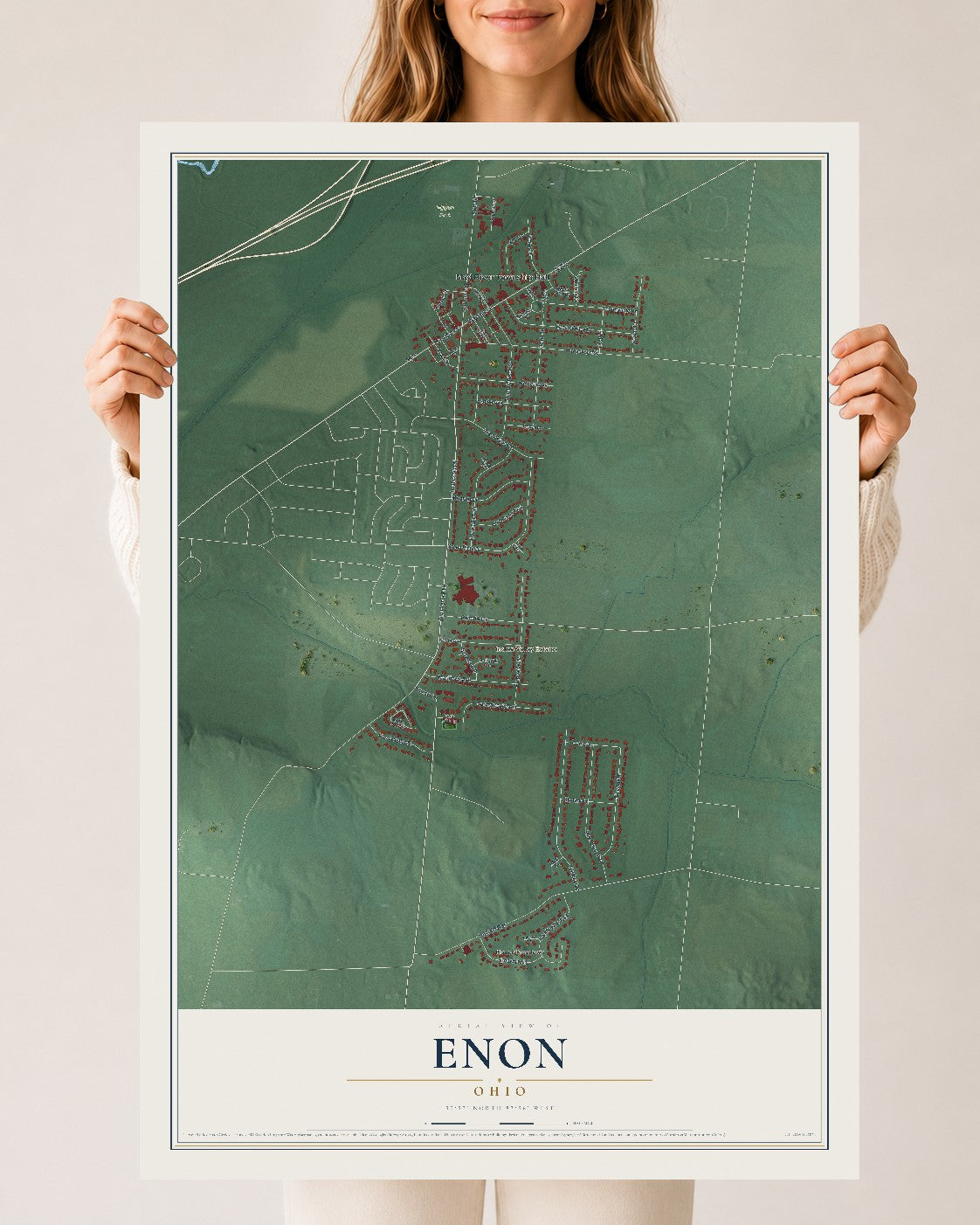 Map of Enon, Ohio, 24 x 36 inch unframed archival matte print