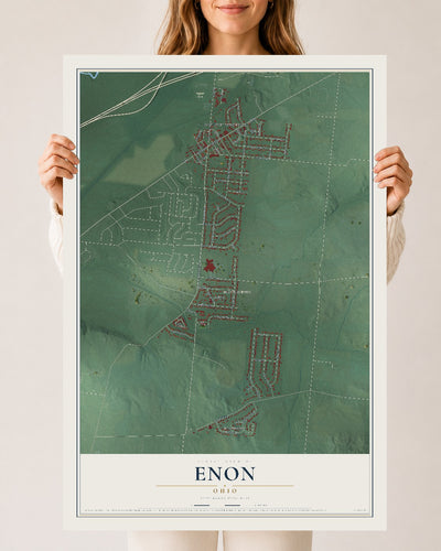 Map of Enon, Ohio, 24 x 36 inch unframed archival matte print