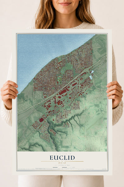 Map of Euclid, Ohio, 18 x 24 inch unframed archival matte print