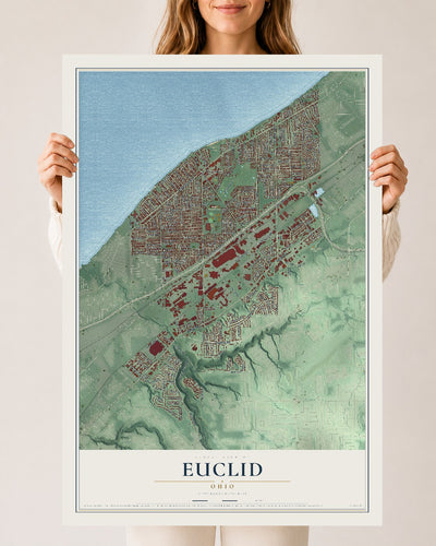 Map of Euclid, Ohio, 24 x 36 inch unframed archival matte print