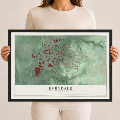 Map of Evendale, Ohio, 12 x 18 inch print in a black wood frame
