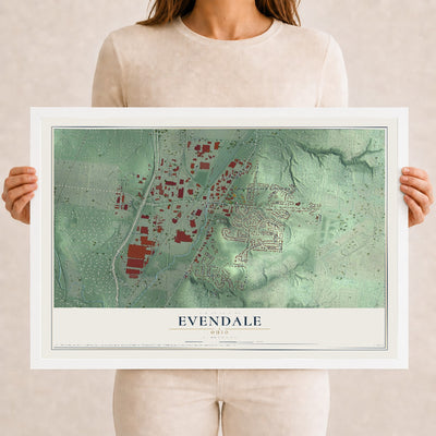 Map of Evendale, Ohio, 12 x 18 inch print in a white wood frame