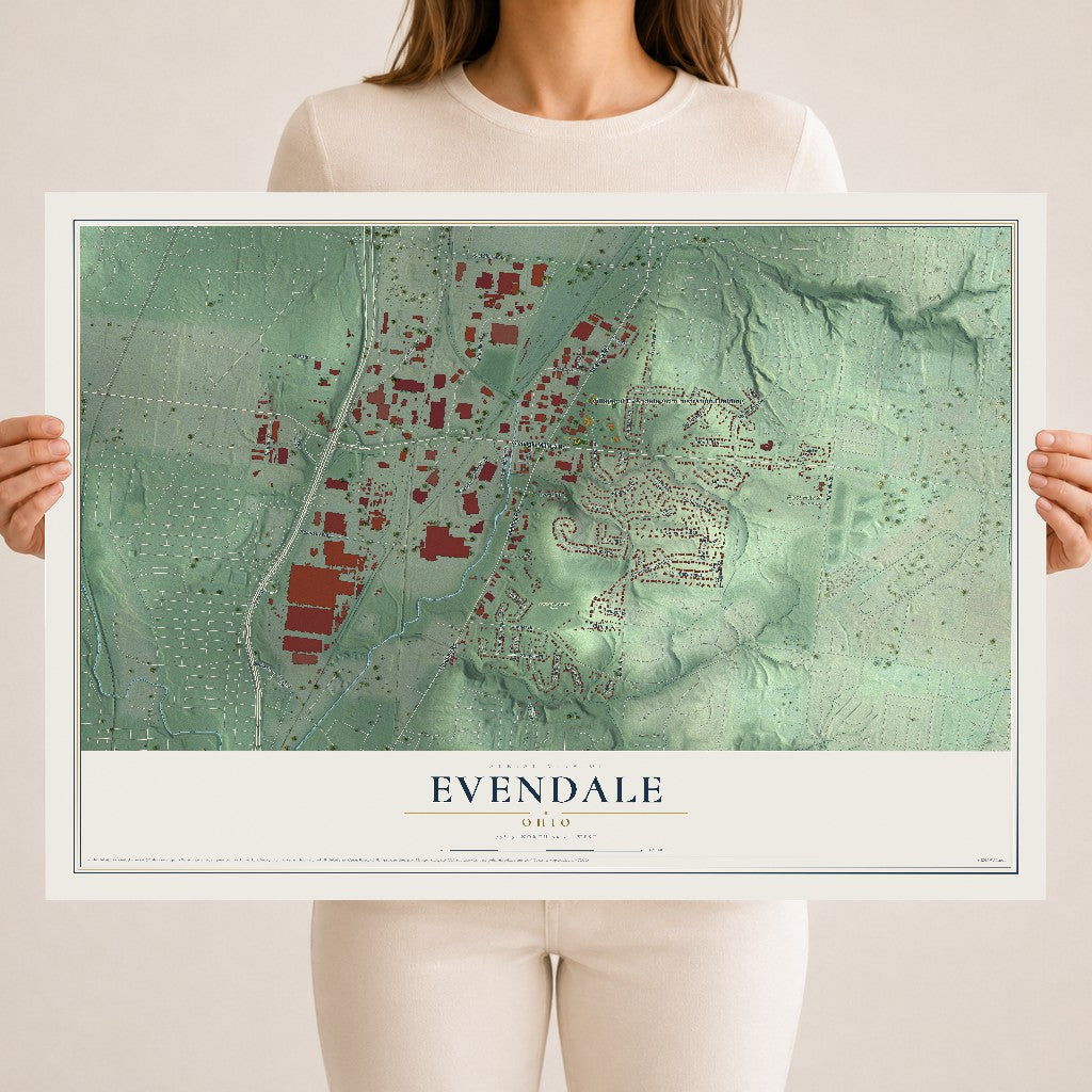 Map of Evendale, Ohio, 18 x 24 inch unframed archival matte print