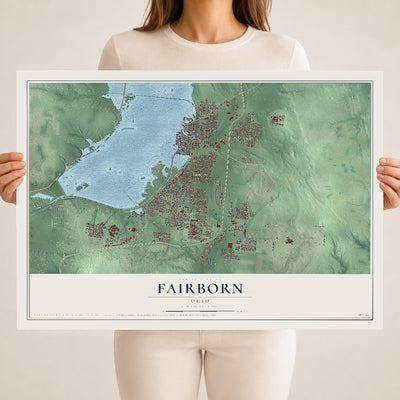 Map of Fairborn, Ohio, 18 x 24 inch unframed archival matte print