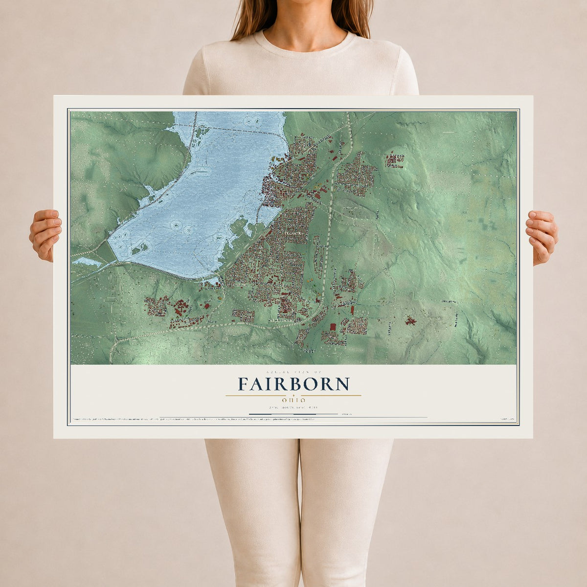 Map of Fairborn, Ohio, 24 x 36 inch unframed archival matte print