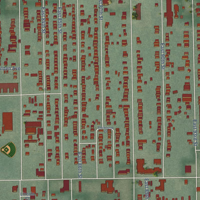 Close-up of the map of Fairfax, Cleveland, Ohio print showing street and building detail