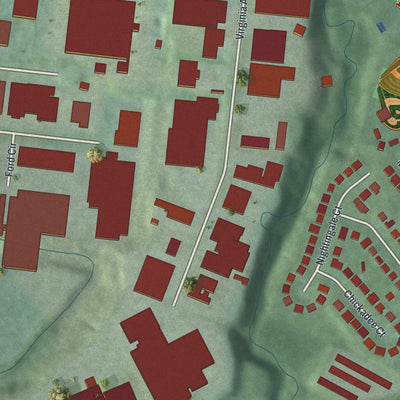 Second close-up of the map of Fairfax, Ohio print showing more streets and buildings