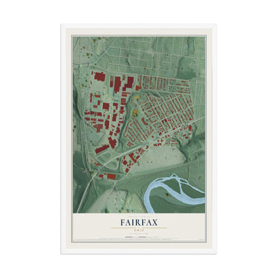 Map of Fairfax, Ohio, 12 x 18 inch print in a white wood frame