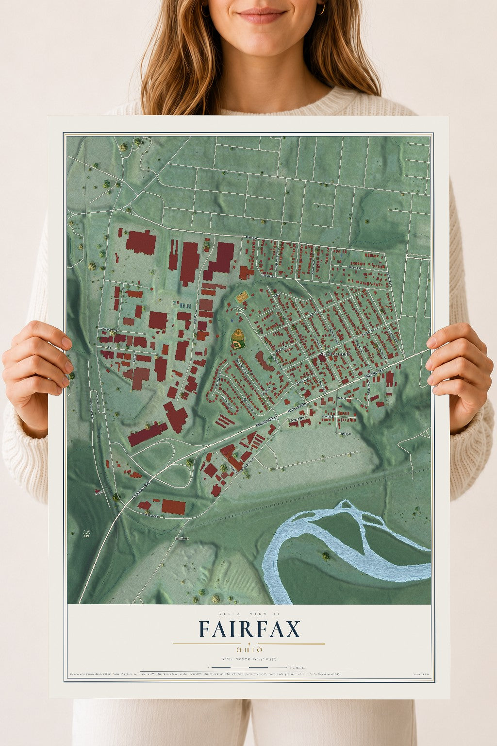 Map of Fairfax, Ohio, 18 x 24 inch unframed archival matte print