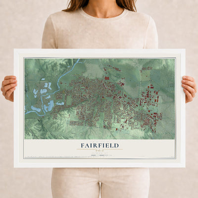 Map of Fairfield, Ohio, 12 x 18 inch print in a white wood frame