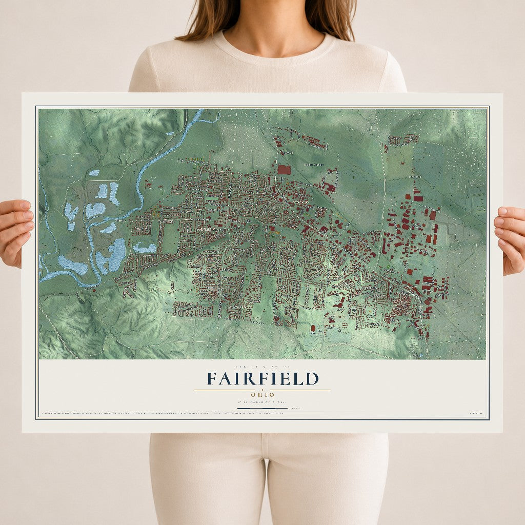Map of Fairfield, Ohio, 18 x 24 inch unframed archival matte print