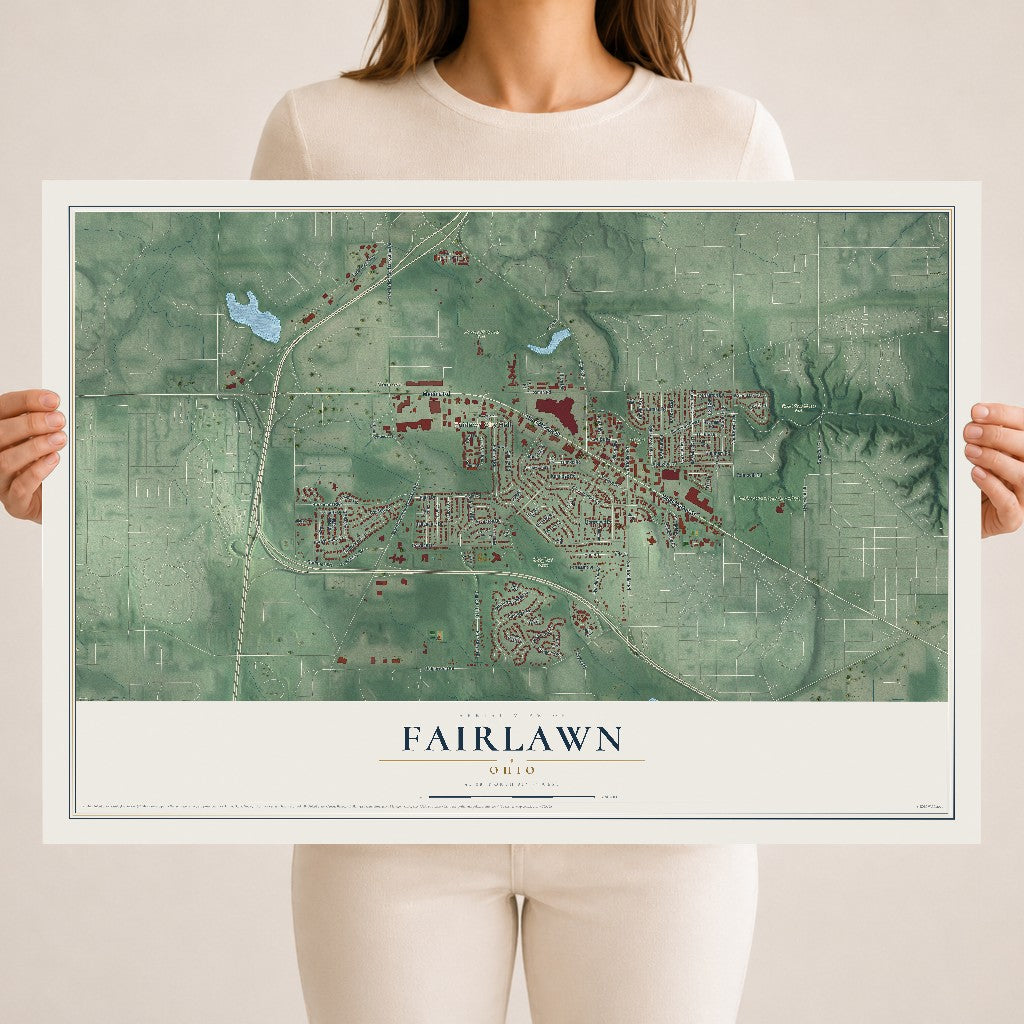 Map of Fairlawn, Ohio, 18 x 24 inch unframed archival matte print