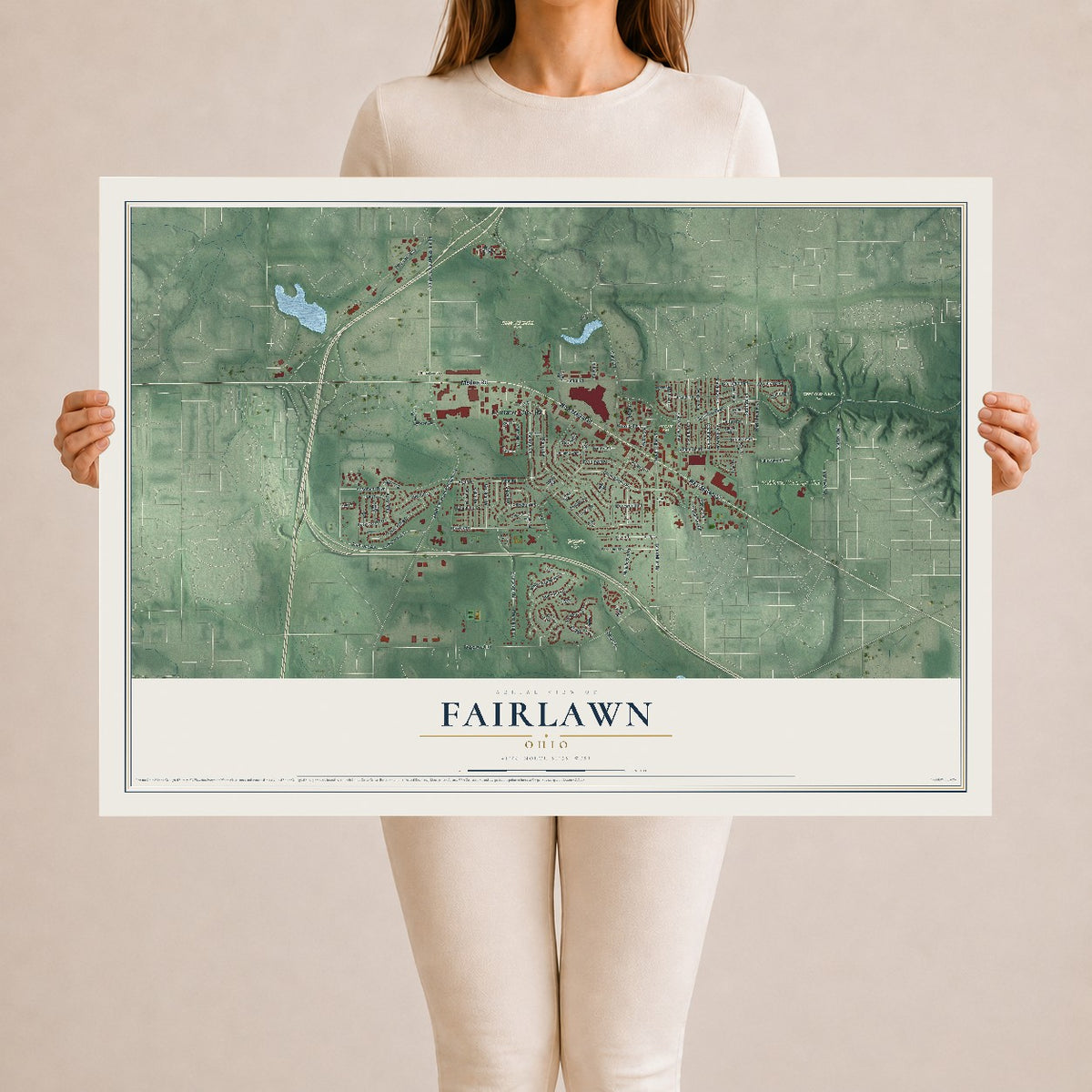 Map of Fairlawn, Ohio, 24 x 36 inch unframed archival matte print